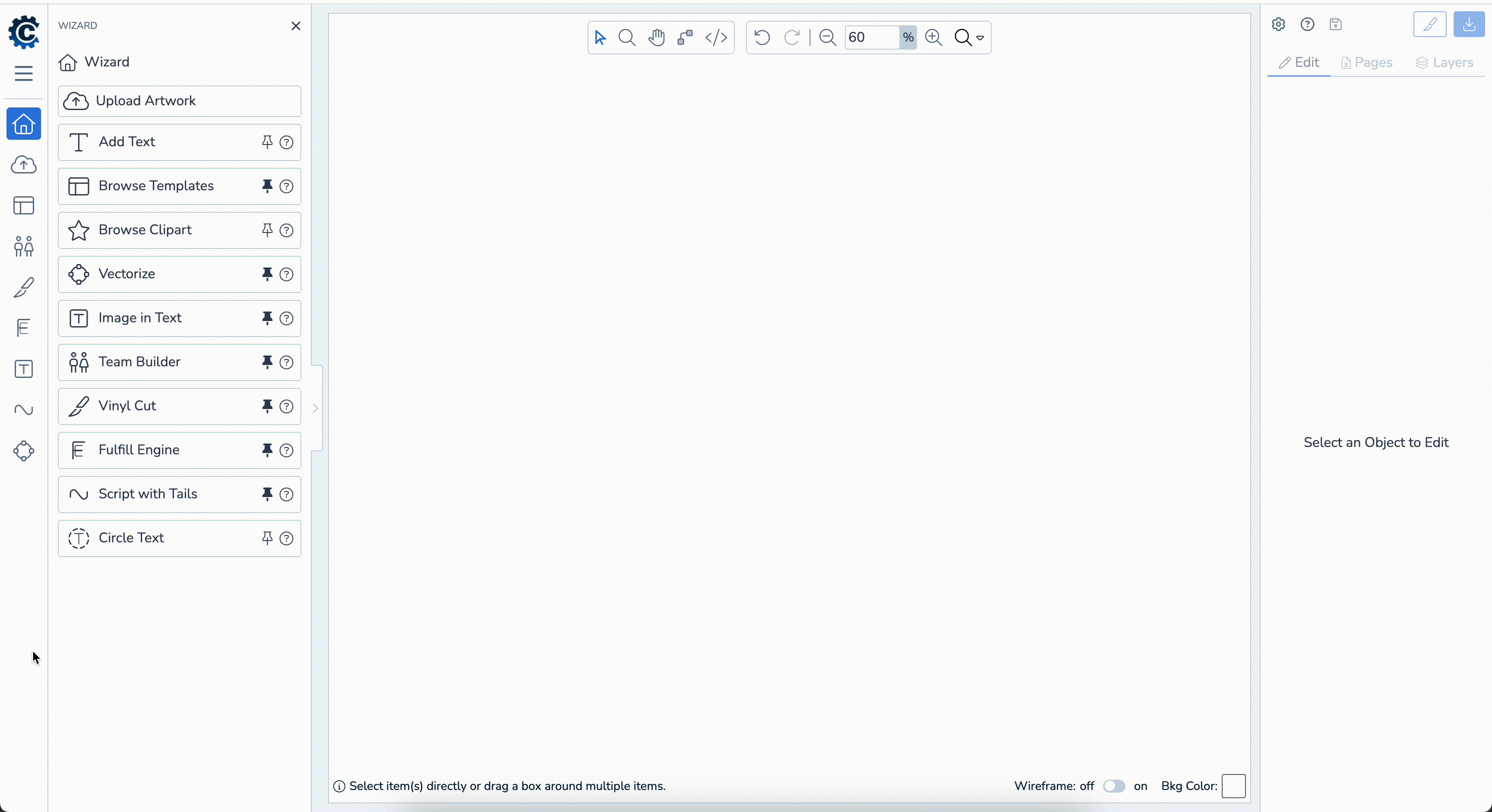 DecoHub designer interface showing powerful design tools