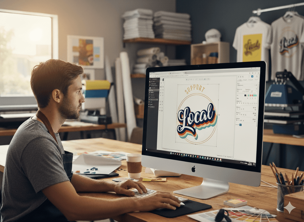 User creating designs with DecoHub designer interface