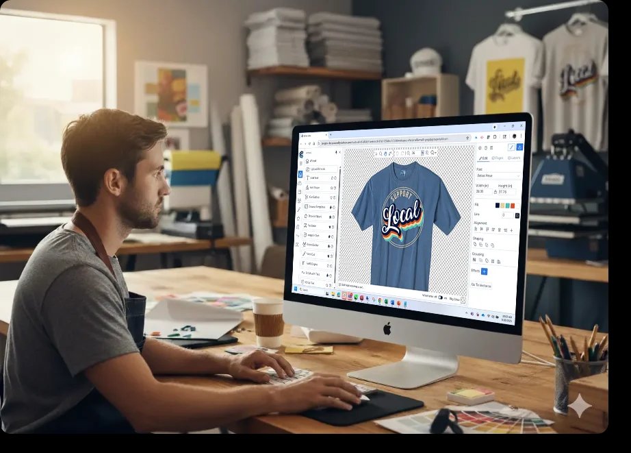 User creating designs with DecoHub designer interface
